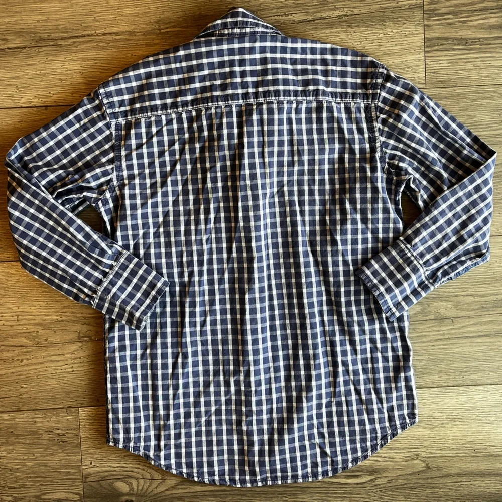 Gap Kids Toddler Boy Long Sleeve Button Down Dress Shirt Blue Plaid Small 6/7